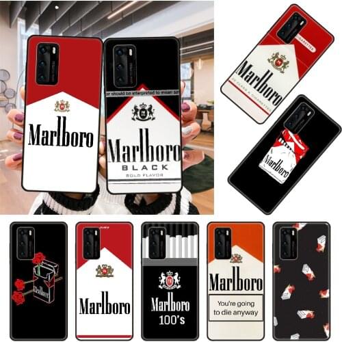 Phone Case For Huawei P4 P10 P30 P20 Lite P Smart Z Pro Black Cover Hoesjes Art Prime Tpu Funda ART Rose Marlboros Cigarette