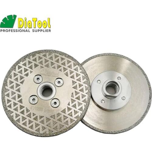 DIATOOL 2pcs/set 4"/105mm Electroplated Diamond Cutting Disc 5/8-11 Flange Single Side Coated Diamond Grinding Saw Blade