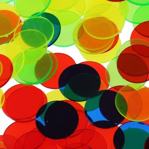 200-Pack Clear Colored Counting Chips Tokens for Bingo Game, Board Games, Math Teaching Activity