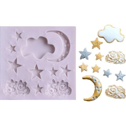Moon Star Cloud Shaped Fondant Cake Silicone Mold Chocolate DIY Baking Clay Moldcake Decorating Tools Silicone Moulds for Craft