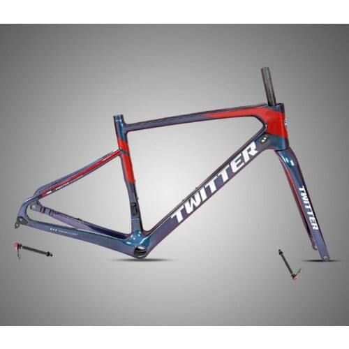 Carbon Bike Frame Twitter R7 Gravel Thru Axle 12x142mm Disc Brake 700C Max 45MM Tire Road Bike Frameset Discolored Fork 12x100mm
