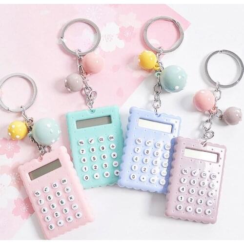 Creative Mini Biscuit Shape Mini Keychain Portable Calculator Cute Student Tool