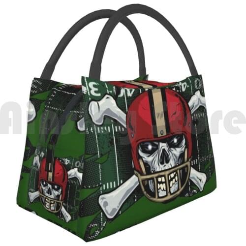 Cooler Lunch Bag Picnic Bag Jolly Rotten-Football Football Football Player Jolly Roger Pirate Pirates Death Skull