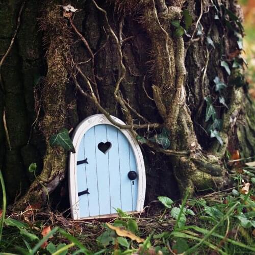 Miniature Fairy Sleeping DIY Wooden Door Craft Gnome Door Kit with Flowe Micro Gardening Simulation Cute Creative Home Decor
