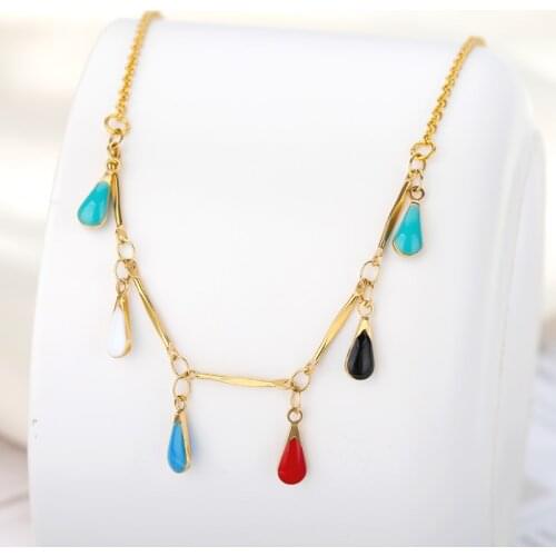 Multi Colorful Chains Necklace Fashion Cute Short Stone Adjustable Mini Choker Necklace Elegant Pendant Necklaces Jewelry Gift