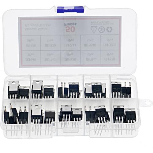50pcs 10 Types Mosfet Transistors Assortment Kit IRF640 IRF740 IRF830 IRF840 IRF530 IRF630 IRF820 IRFZ44 IRF9540 IRF3205 Series