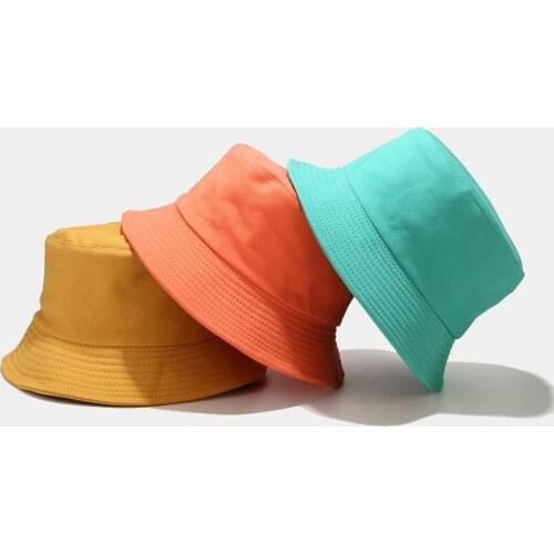 2021 New Pure Color Light Board Double-sided Panama Fisherman Hat Outdoor Sunscreen Simple Bob Sun Hat Foldable Women Basin Hat