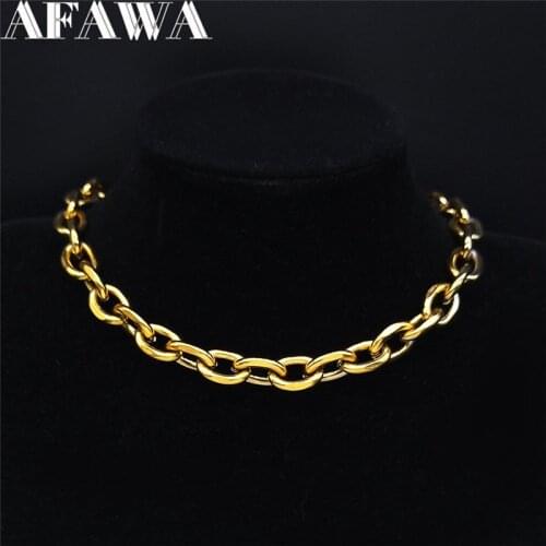 2021 Stainless Steel Choker Necklace for Women Gold Color Statement Necklace Jewelry acero inoxidable joyeria mujer NXS02