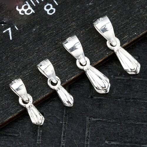 925 Sterling Silver Necklace Pendant Clip Clasps Jades Gem Charm Buckle Connectors DIY Fine Jewelry Findings For Women Men