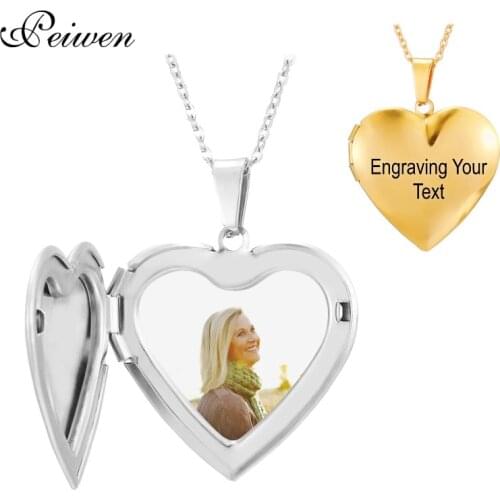 Personalized Custom Photo Name Necklace Heart Locket Engraving Name Date Stainless Steel Necklaces For Women Men Custom Jewelry