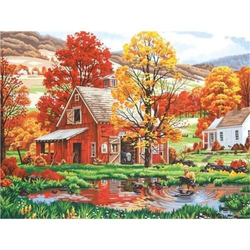 Landscape Natural DIY Cross Stitch Embroidery 11CT Kits Craft Needlework Set Cotton Thread Printed Canvas Home Design