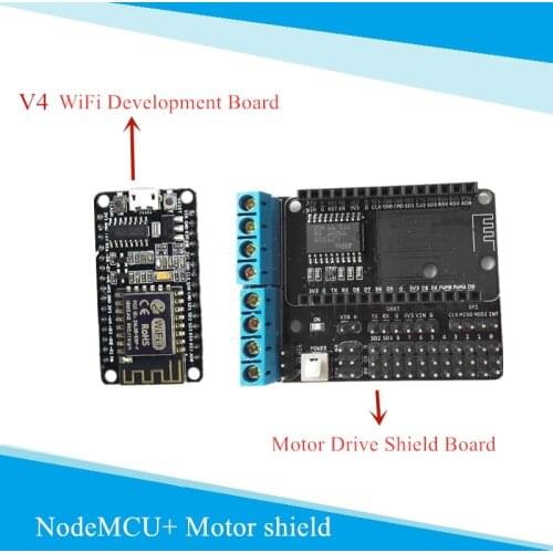NodeMCU V4 WiFi Development Board +Motor Drive Shield Board Control Kit for Robot Car/Tank Chassis ESP8266-based Development Kit