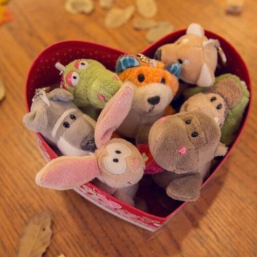 Animal pendants 10cm plush panda lion rabbit dog stars monkey Bag decoration Car keychain good quality Birthday christmas gift