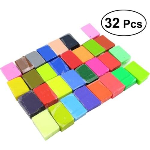 32 Colors DIY Oven Bake Polymer Clay Modeling Moulding Intelligence Toys For Kids DIY Hand Made Rubber Clay (Assorted Color)