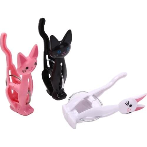 4Pcs Cute Cats Plastic Clothes Pegs Clothespins Cartoon Beach Towel Clips Bed Sheet Handdoek Socks Windproof Laundry Pins