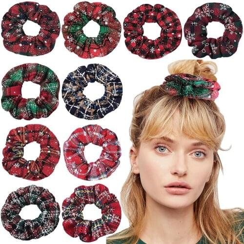 60pc/lot Christmas Intestine Circle Hair Band Scrunchies Women Girls Elastic Hair Rubber Bands For Women Hair Ring Rope Ponytail