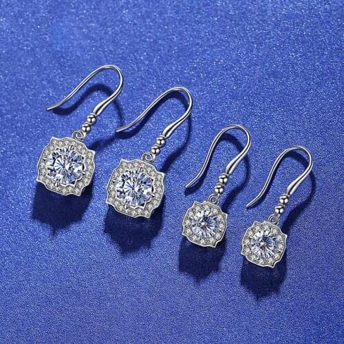 BOEYCJR 925 Silver 0.5ct/1ct F color Moissanite VVS Fine Jewelry Snowflake Drop Earrings With national certificate for Women