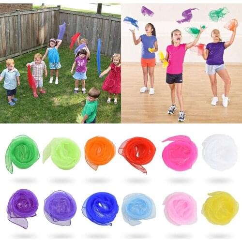 12Pcs Belly Dance Scarves Juggling Colorful Sensory Educational Toys Baby Kids Funny Performance Dance Small Silk Scarves Toy W