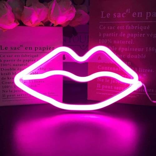 LED Seductive Red Lips Neon Light Bar Valentines Day Theme Sign Ornament Couple Dating Light Pendant Decoration