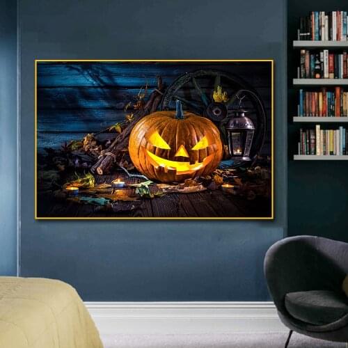 Pumpkin Halloween Canvas Painting Poster Print Wall Art Picture For Living Room Home Decor Wall Decoration Frameless