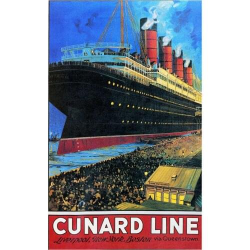 VINTAGE Travel CUNARD LINE Liverpool New York Boston Cruise Ship Art Film Print Silk Poster Home Wall Decor 24x36inch