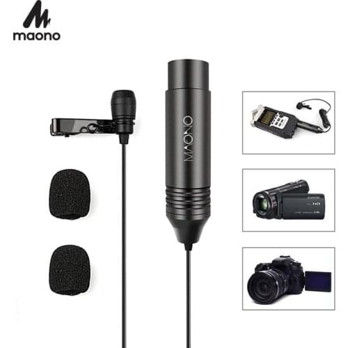 MAONO XLR Lavalier Microphone Omnidirectional Condenser Microphone Clip on Lapel Mic for DSLR Camera Camcorders Voice Recorders