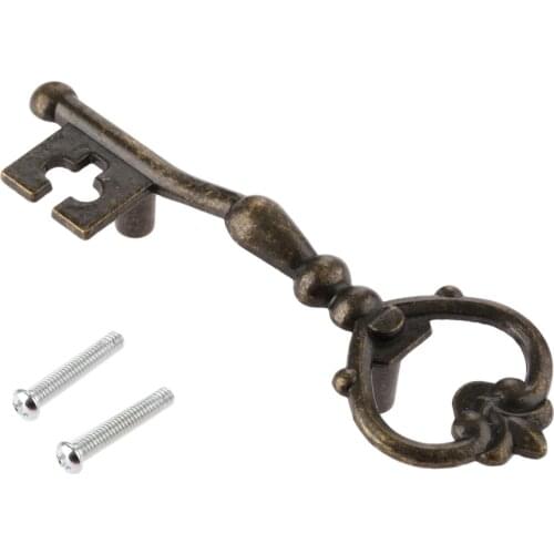 60mm Vintage Style Key Shaped Pull Handle Antique Furniture Cabinet Knobs and Handles Jewelry Box Drawer Cupboard Pull Hardware