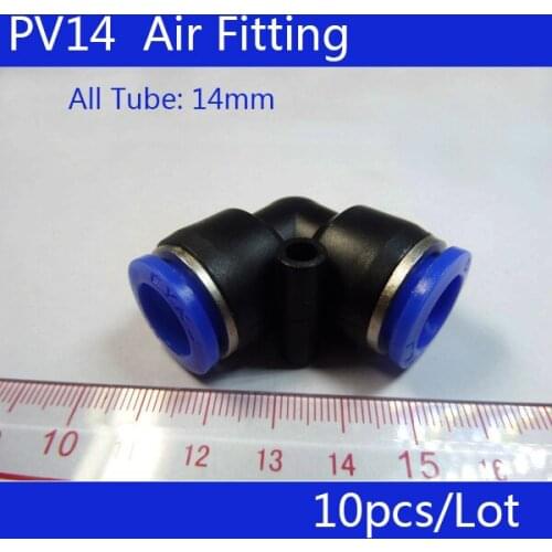 HIGH QUALITY 10Pcs Air Pneumatic 14mm to 14mm L Shaped Push in Elbow Connector Fittings PV14