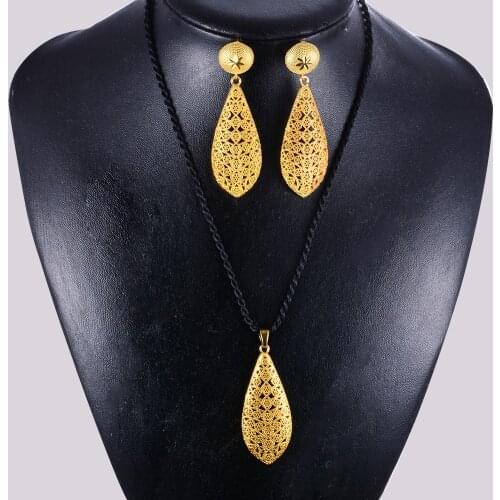 WANDO 24k Gold Colorn ecklace earrings Ethiopian Jewelry Sets Ethiopian Nigeria Bride Wedding Eritrea Chain African Jewelry