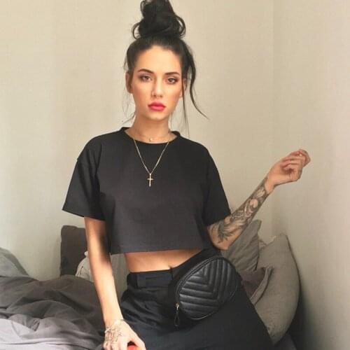 Women 2021 New Fashion Short T-Shirt Round Neck Short Sleeve T-shirt Female Solid Color Sexy Tops Casual Elegant Tees Streetwear