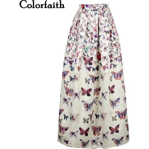 Vintage Muslim Women 100cm Long Satin Maxi Skirt Fashion Pleated Butterflies Printed High Waist Flared Saias Vestidos SK095