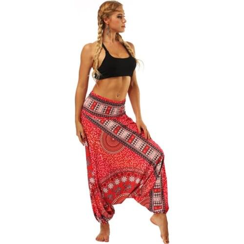Female Sarouel Boho Chic Fitness Harem Pants Women Loose High Waist Workout Wide Leg Pants