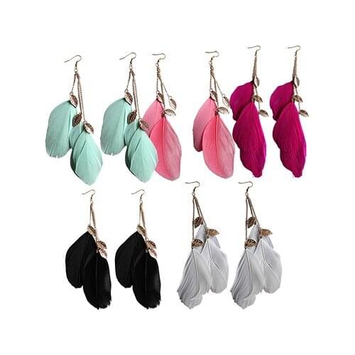 Women Fashion Eardrops Special Offer Cosy Handmade Leaf Feather Long Drop Hook Earrings Chain Dangle Chandelier Earrings Jewelry