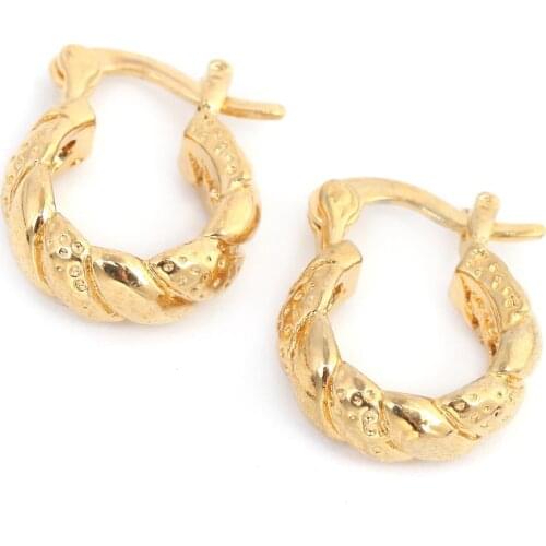 Stardust 24K Gold Color Twist Brass Metal Earrings Hoop Earrings Fashion Women Jewelry