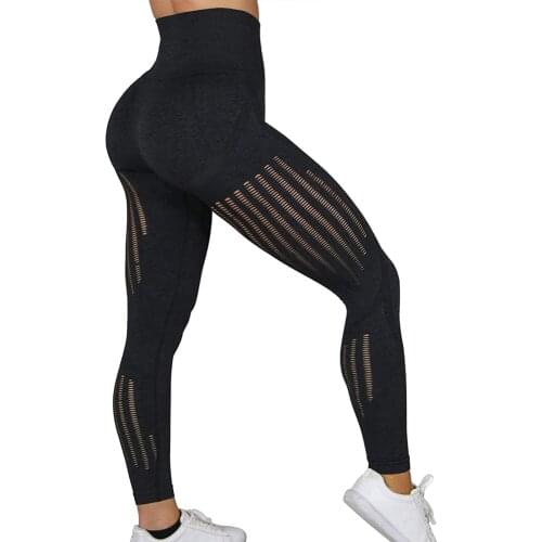 Women Mesh Yoga Pants Sports Running Sportswear Stretchy Fitness Leggings Gym Seamless Tummy Control Compression Tights Pants
