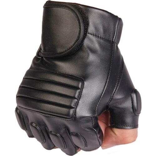 1 Pair Faux Leather Gloves Breathable Outdoor Cycling Gloves Anti-Skid Half Finger Gloves for Bike Bicycle Cycling Gloves