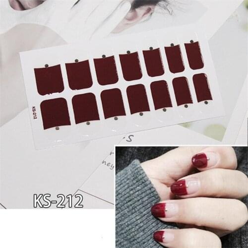 14tips/sheet Nail Sticker Geometric Stripe Colorful Pattern Waterproof Adhesive Slider Manicure Full Wraps Tools Decor Wholesale