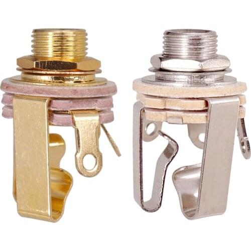 2Pack 6.35mm 1/4 "Mono Electric Guitar Jack Connector Metal Gold