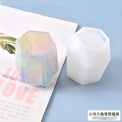 2020 New Silicone Mould Dried Flower Resin Decorative DIY Hexagon pen holder mould Type epoxy resin molds for jewelry