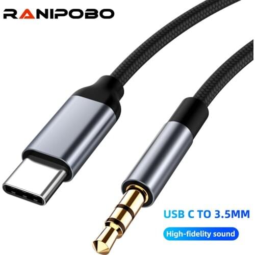 Ranipobo USB C to 3.5mm AUX Headphones Type C 3.5 Jack Adapter Audio Cable For Huawei Mate 40 P40 Oneplus 9 pro Xiaomi Mi 11 10
