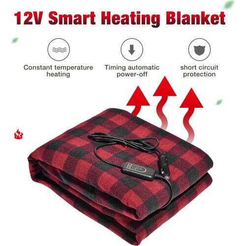 12V Car Electric Heated Blanket Cigarette Lighter Heated Flannel Blanket Constant Temperature Power-off Protection Warm Blanket