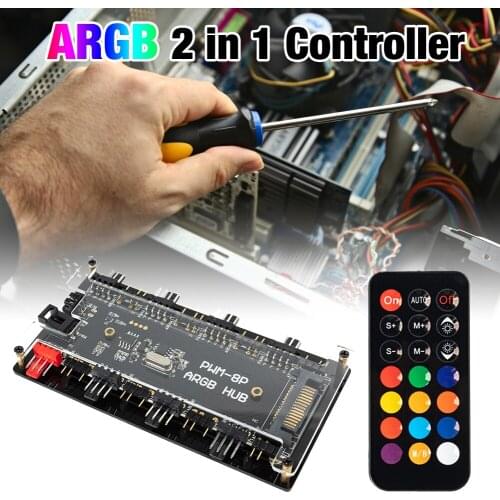 Wireless Remote Control ARGB Addressable Splitter 4-pin PWM Temperature Control Controller 5V3 Pin Synchronization