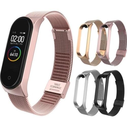 Mi Band 4 bracelet Mi Band 3 Stainless steel Buckle Wristbands Metal Replacement Adjustable Wrist Strap for Xiaomi Mi band 4