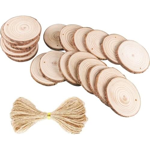 Wood Slices Round Discs Wood Chip Kit 30 Pcs Craft Wooden Circles Unfinished 30pcs 7-8CM Thickness 0.7CM Natural Wooden Circle