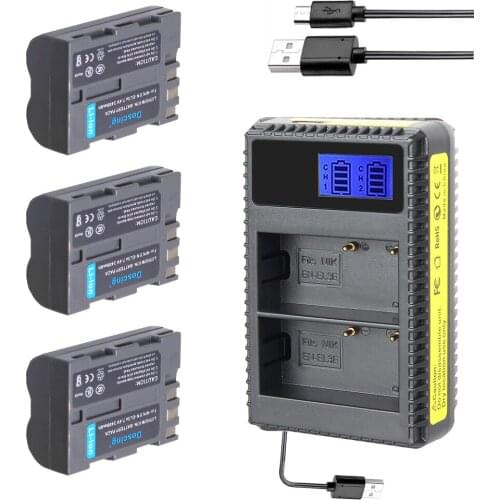 Doscing 2pcs EN-EL3e EN EL3e Camera Battery + USB Dual LCD Charger For Nikon D300S D300 D100 D200 D700 D70S D80 D90 D50 MH-18A