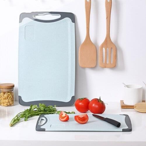 Wheat Straw Cutting Board Thickening Flexible PP Non Slip Chopping Block Cutting Mats Hangable Kitchen Tools