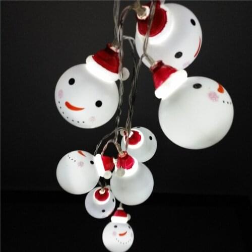 HAOCHU Cute Snowman Ball String Lights Chain Bulbs Party Ornament Christmas Tree Pendant Xmas Night New Year Decoration