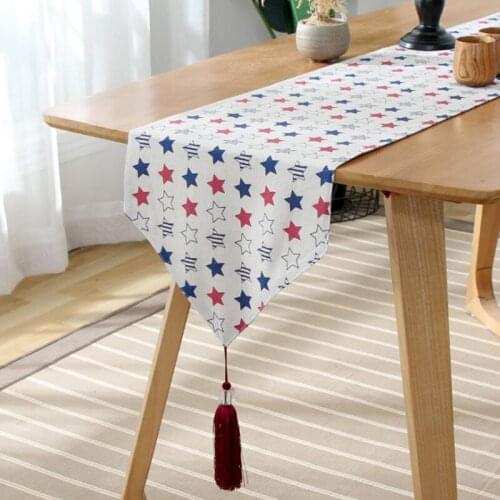 HLQON stars print modern table runner table cloth cabinet cover bed runner cabinet cover home party festival decoration