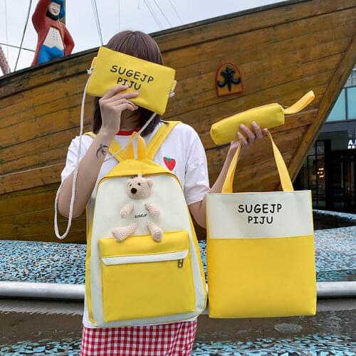 Canvas School Bags for Teenager Girl Student Book Bags Fashion Schoolbag Letter Printing Laptop Backpacks Simple Women Backpack