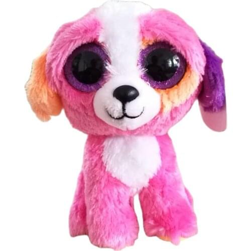 New Ty Beanie Boos Big Eyes 6" 15 CM Pink Dog Soft Plush Stuffed Animal Cute Doll Toy Boy Girl Child Birthday Christmas Gift